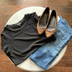 Express Black Lace Detail Shirt Size Small